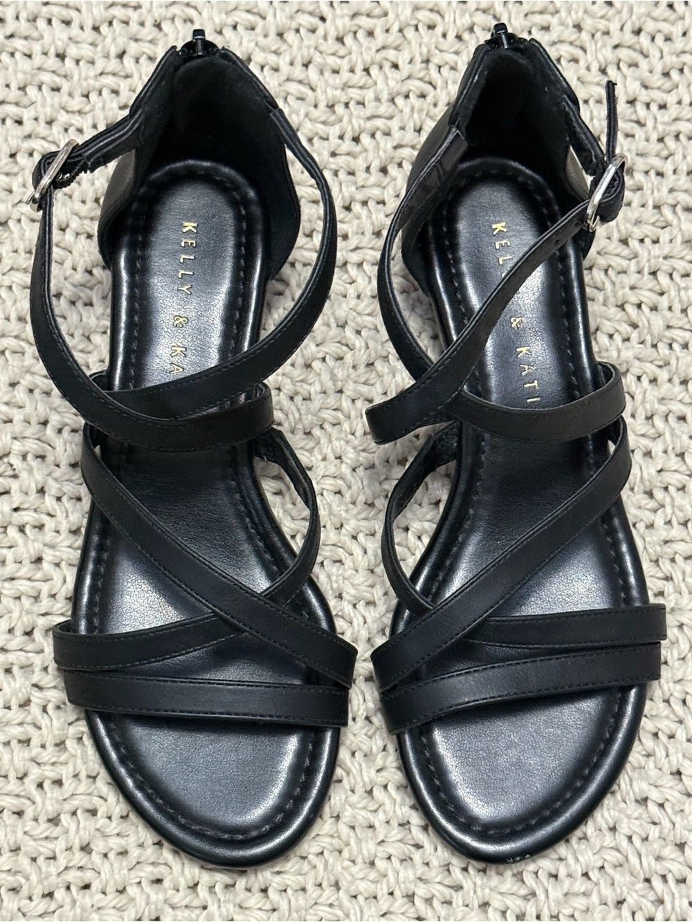Kelly & Katie Black Strappy Ankle Buckle Sandals Size 6